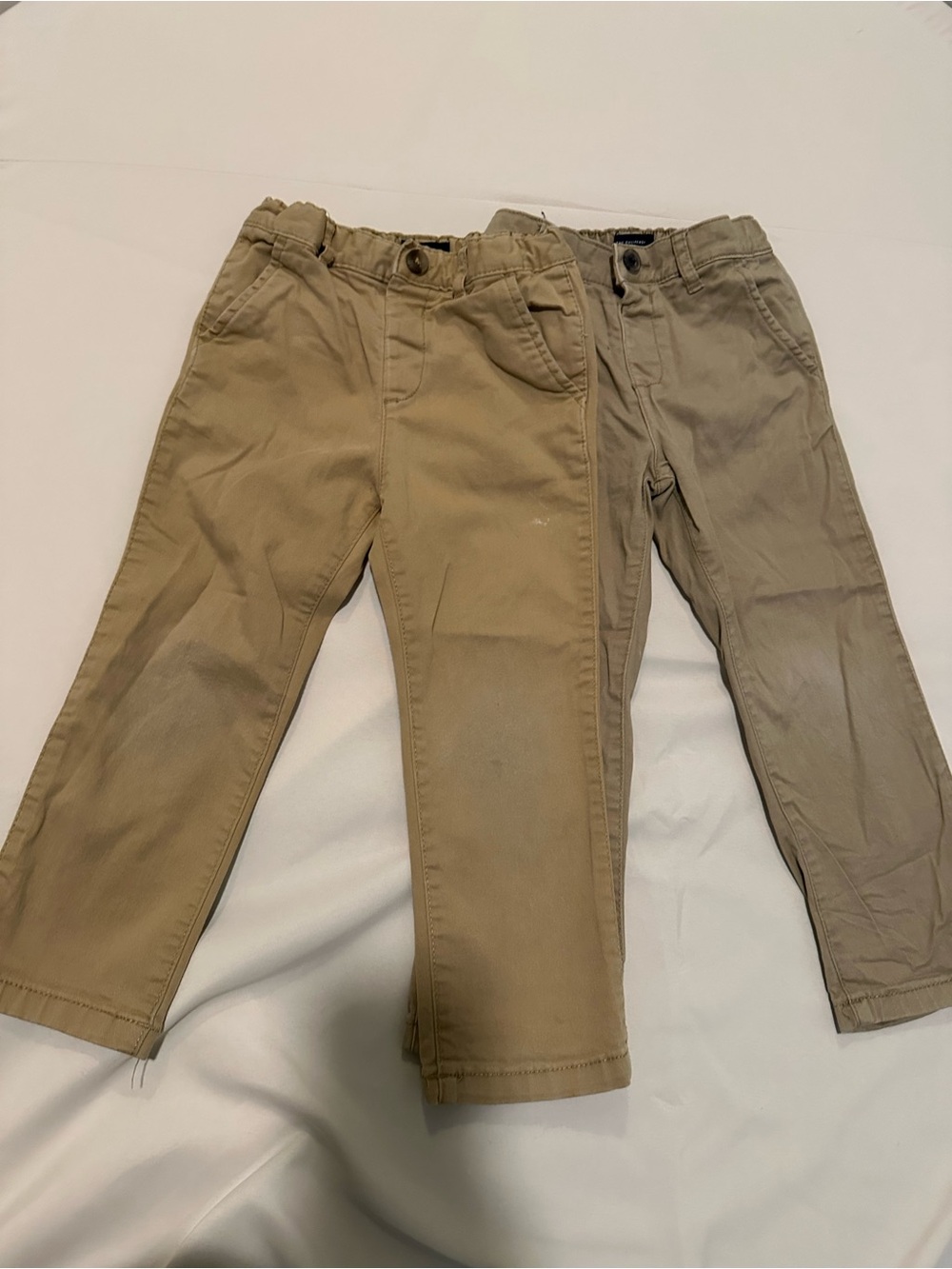 The Children's Place Neutral Twill Pants - Khaki & Light Taupe